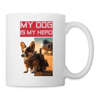 Welsh Corgi Pembroke as hero and watchdog - Mug - white - Right