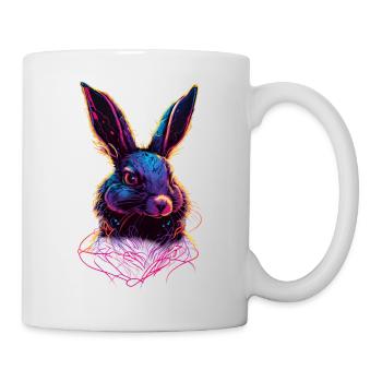 Hase Synthwave 80 s Geschenk - Tasse - Weiß - Rechts