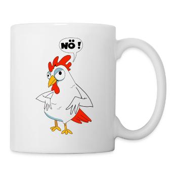 Huhn Nein Lustig Cartoon Motzig Vegan Vegetatrier - Tasse - Weiß - Rechts