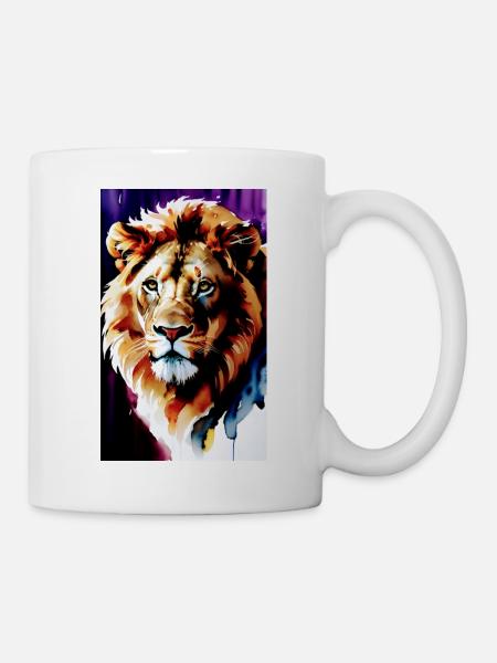 Watercolour Lion's Head - Mug - white