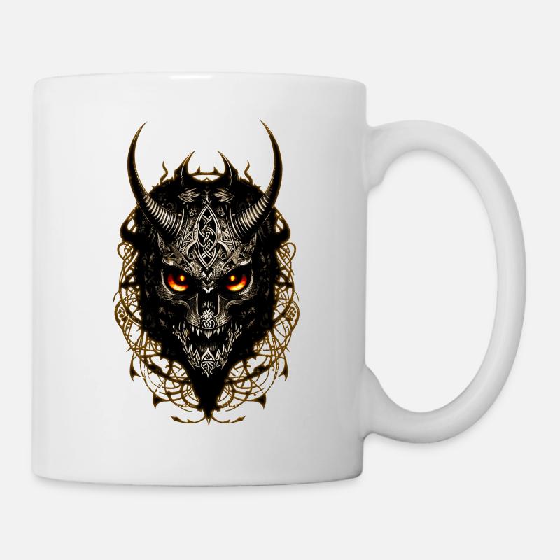 Kopf mit Hörnern - Tasse - Weiß