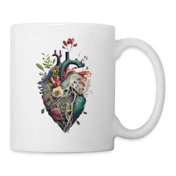 Herzblume | Herz Design | Herz aus Blumen | Blumen - Tasse - Weiß - Rechts