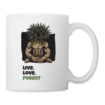 Waldmenschen. Leben, Liebe, Wald - Tasse - Weiß - Rechts