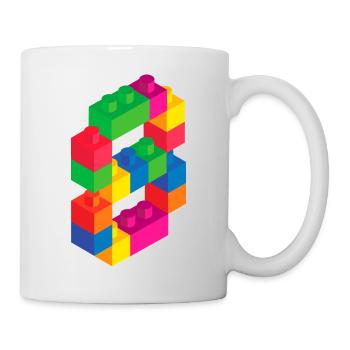 Cute Block Building 8th Birthday Gift 8 Year Old - Mug - white - Right