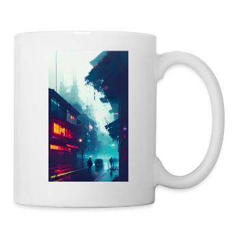 Asian city in the rain - Mug - white - Right