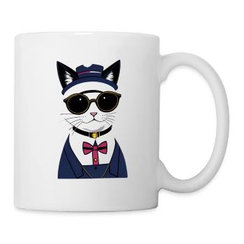 Chat cool avec des lunettes - Mug blanc - blanc - Droite