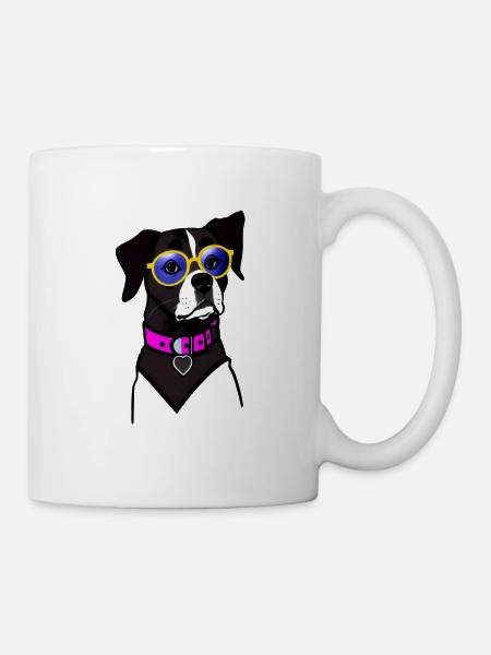 Cool dog with glasses - Mug - white