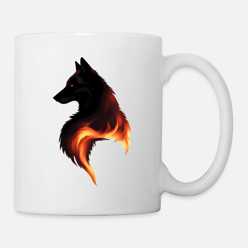Wolf in Flammen - Tasse - Weiß