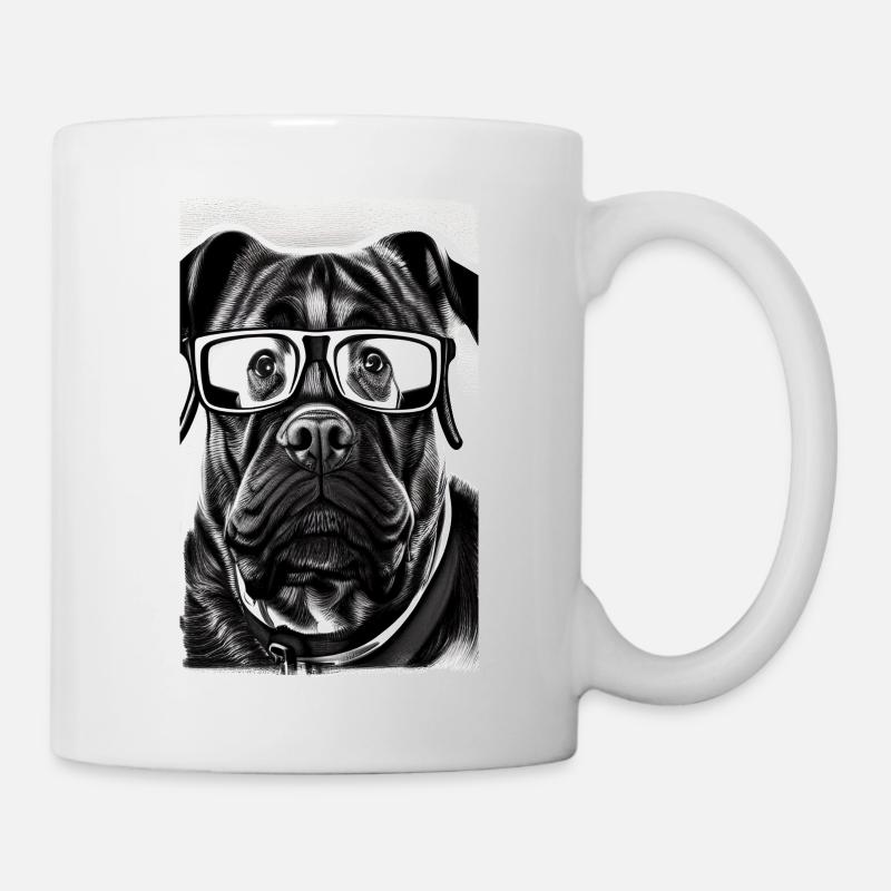 Just a big cuddly dog and his glasses - Mug - white