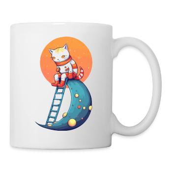 Ikk le chat sur la lune - Mug blanc - blanc - Droite