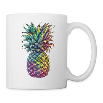 Bunte Ananas in knalligen Farben - Tasse - Weiß - Rechts