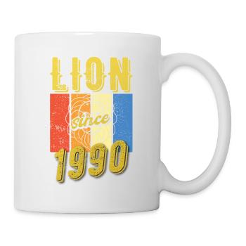 Löwe 1990 Sternzeichen Geburtstag Geschenk - Tasse - Weiß - Rechts