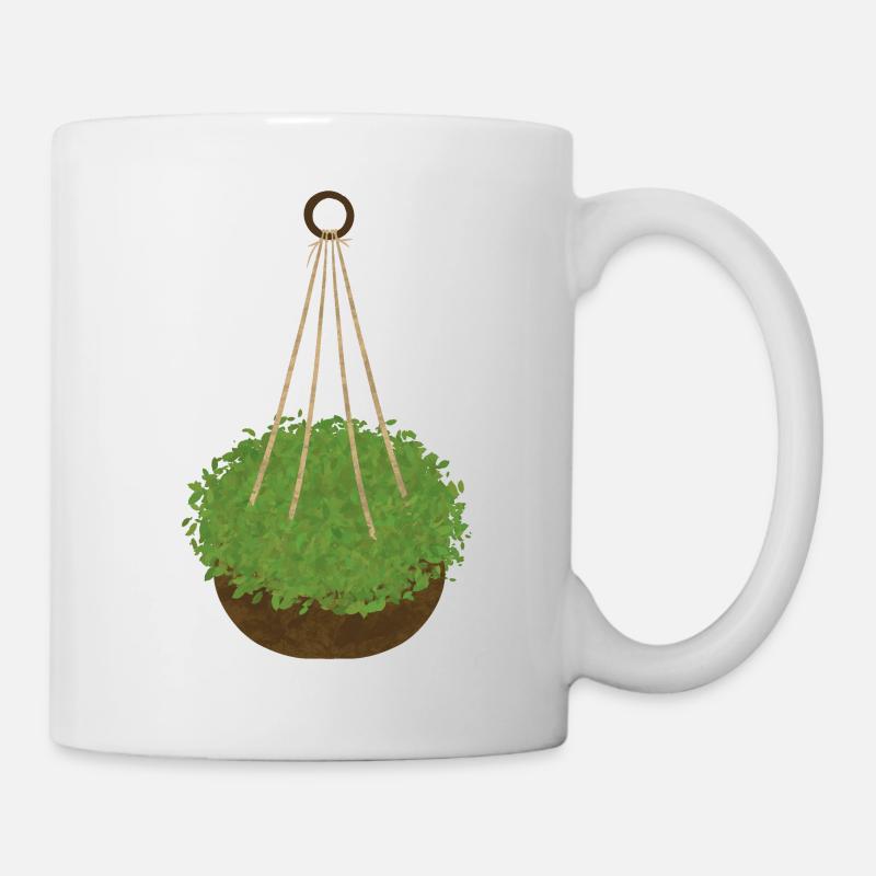 Plante Panier Suspendu Plante d’Intérieur Macramé Idée cadeau - Mug blanc - blanc