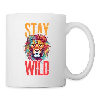 Lion Stay Wild Lion Head Predator Art coloré - Mug blanc - blanc - Droite