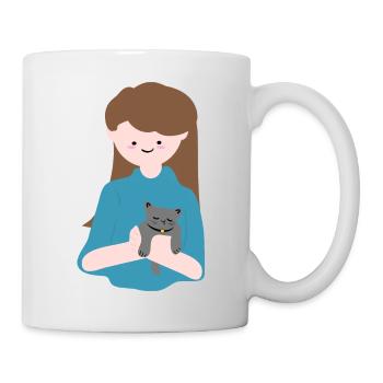 Cat sits in human palm3 - Mug - white - Right