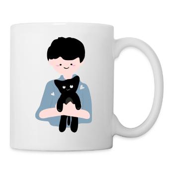 Cat sits in human palm4 - Mug - white - Right