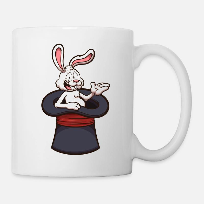 Weißes Kaninchen mit Zaubererhut - Tasse - Weiß