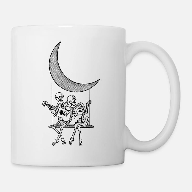 Skeleton couple on the Moon - Mug - white
