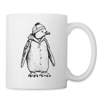 Penguin with cap and jacket - Mug - white - Right