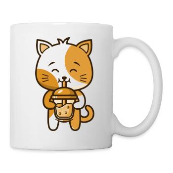 A funny cat kitten drinks Boba Tea Bubble - Mug - white - Right