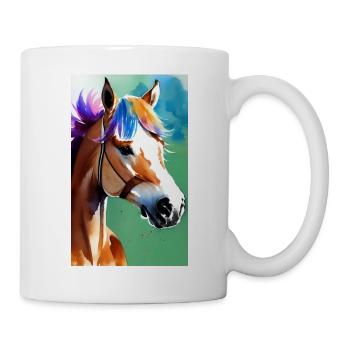 Pferd | reiten | Tier | Reittier | Bunt - Tasse - Weiß - Rechts