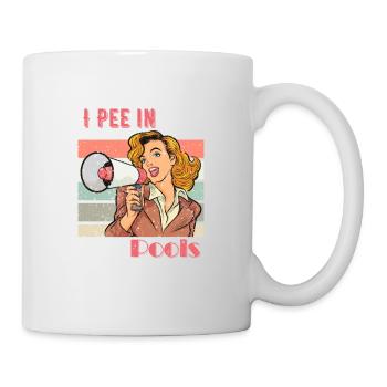 Ich pinkle in Schwimmbäder lustiger Spruch T-Shirt - Tasse - Weiß - Rechts