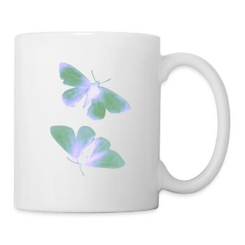 Schmetterling grün/blau - Tasse - Weiß - Rechts