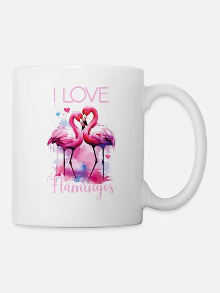 Flamingo I Love Couple Couple Romantique Coeur - Mug blanc - blanc