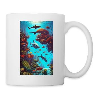 Geschenk, Geschenkidee, Hai, Raubfisch, Weißer Hai - Tasse - Weiß - Rechts