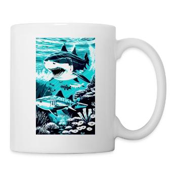 Hai | Weißer Hai | Meerestier | Fisch - Tasse - Weiß - Rechts