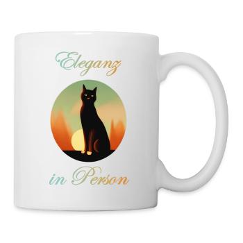 "Eleganz in Person" Spruch Sommer Sonne Katze - Tasse - Weiß - Rechts