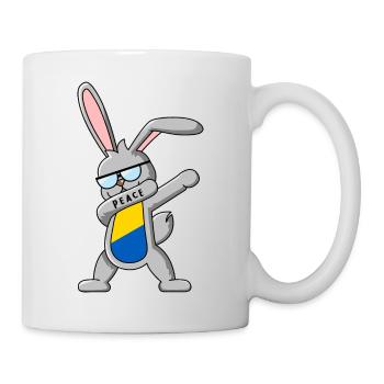 Dabbing bunny danse elle-même jaune et bleu - Mug blanc - blanc - Droite