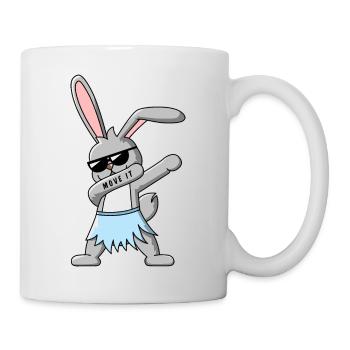 Dabbing Hase mit Hawaii Rock Design Geschenkidee - Tasse - Weiß - Rechts