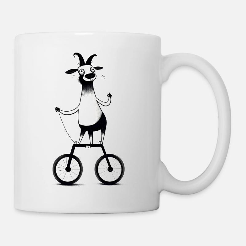 Goat on bicycle - Mug - white