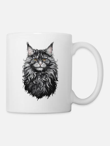 Maine-Coon-Katze Katzenliebhaber Katze Design - Tasse - Weiß