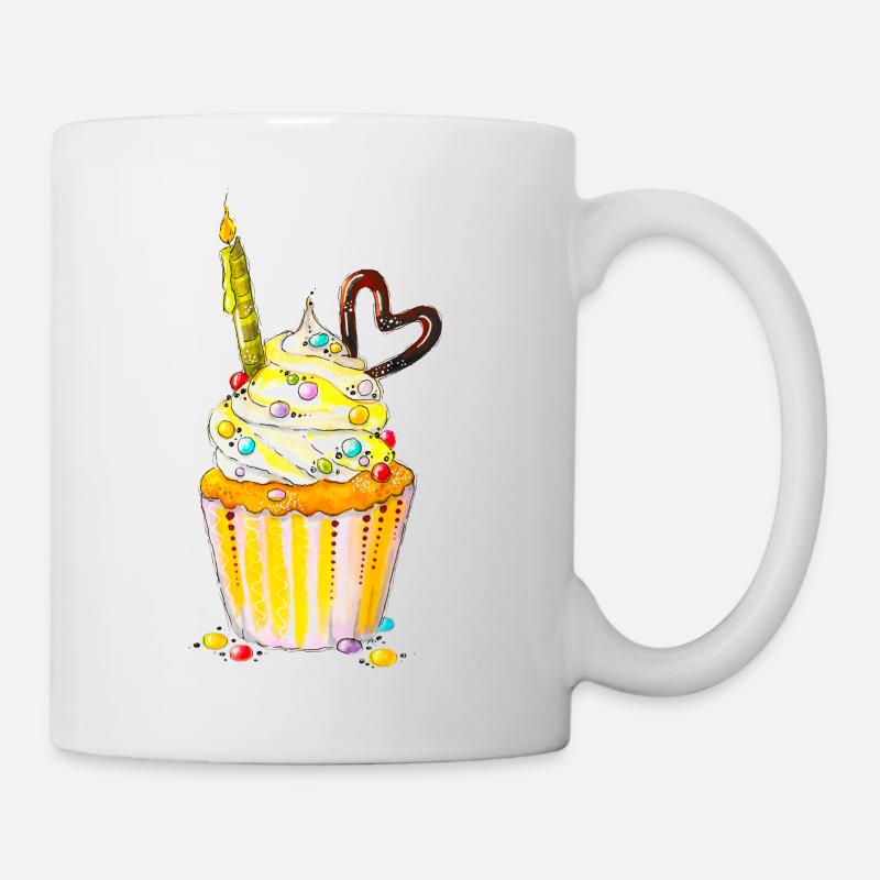 Geburtstags-Muffin Schokoherz - Tasse - Weiß