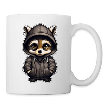 Cool raccoon in casual clothes - Mug - white - Right