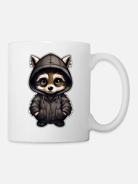 Cooler Waschbär in Freizeitkleidung - Tasse - Weiß