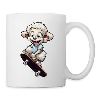 Schaf auf Skateboard boarding - Tasse - Weiß - Rechts