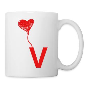 Buchstabe v Herz - Tasse - Weiß - Rechts