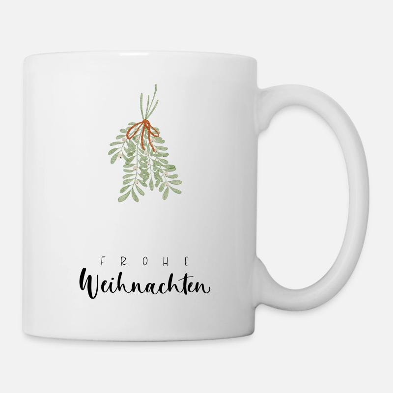 Frohe Weihnachten Mistelzweig - Tasse - Weiß