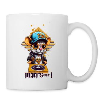 Rat DJ mignon - Mug blanc - blanc - Droite