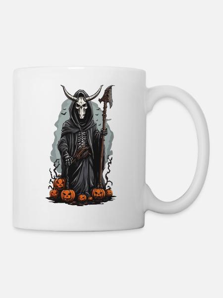 Sensenmann Halloween Dämonischer Druide Design - Tasse - Weiß