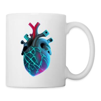 Futuristisches Neon-Menschenherz - Tasse - Weiß - Rechts