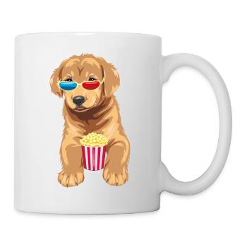 Funny golden retriever puppy are movie expert - Mug - white - Right