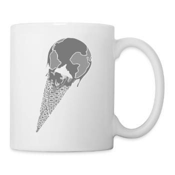 Melting earth as ice cream in a waffle - Mug - white - Right