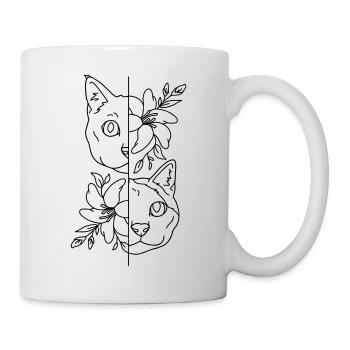 zwei Katzen - Tasse - Weiß - Rechts