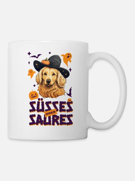 Halloween Golden Retriever Süsses oder Saures - Tasse - Weiß