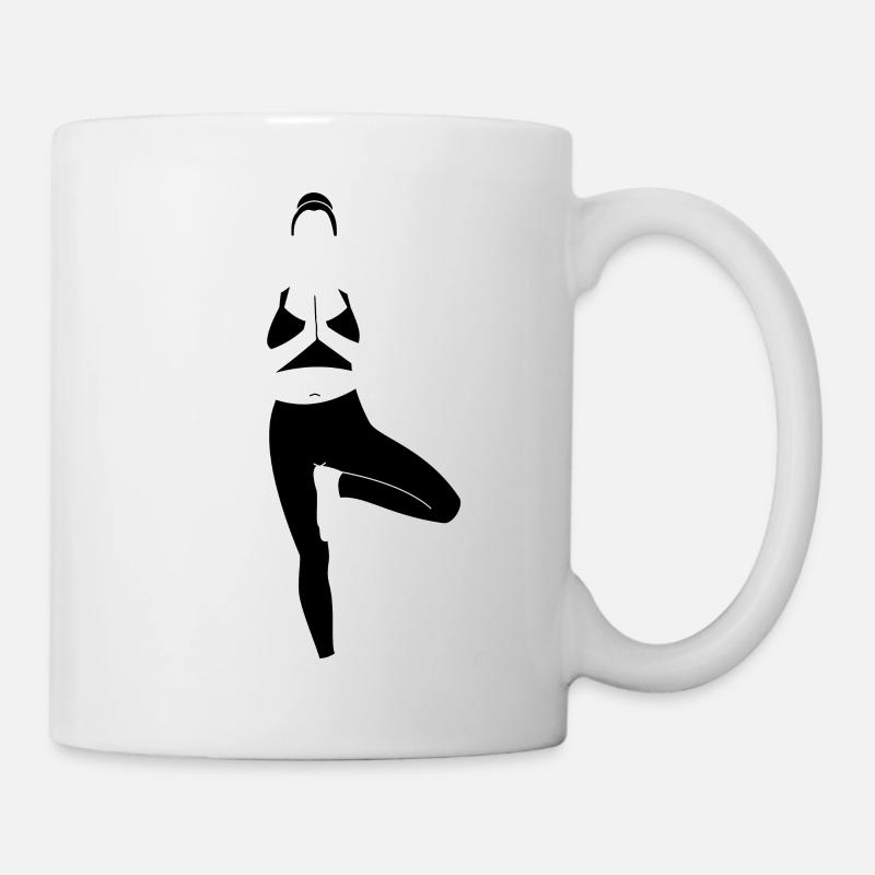 Posture d’arbre de yoga, noir - Mug blanc - blanc