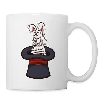 Böser weißer Hase mit Zaubererhut - Tasse - Weiß - Rechts